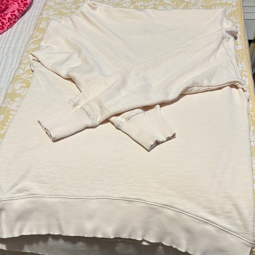 Pilcro and the Letterpress Off-the-Shoulder Cream Sweater